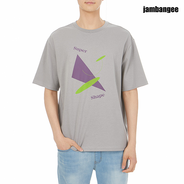 남성 도형 그래픽 반팔 티셔츠 CJ2WTS11-GY